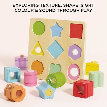 Wooden Geometric Shape Puzzle Board