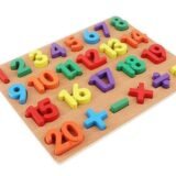 Wooden Number and Math Symbols Puzzle Board
