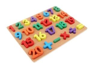 Wooden Number and Math Symbols Puzzle Board