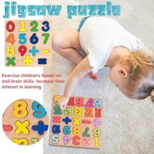 Wooden Number and Math Symbols Puzzle Board
