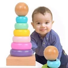 Wooden Rainbow Ring Stacker